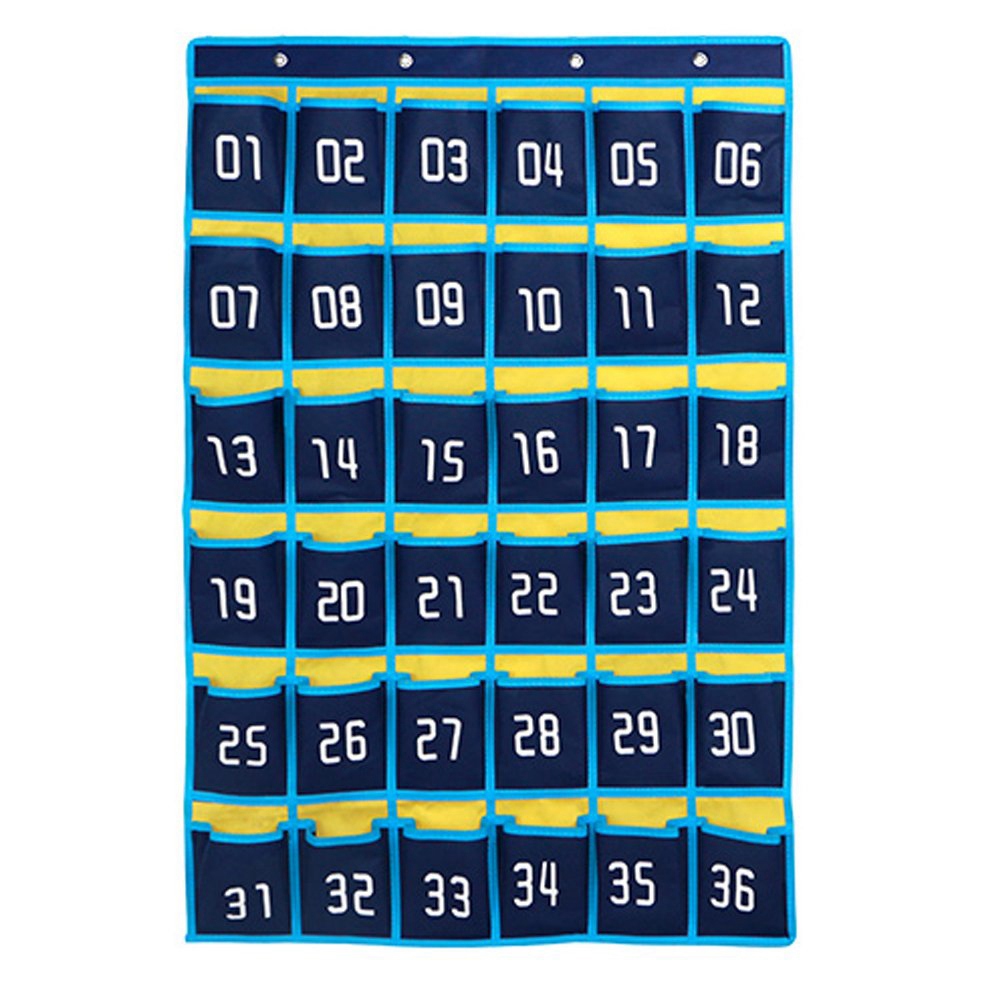 OUMERY 36 Numbered Pockets Chart Cell Phone Hanging Storage Bag Hanging Organizer for Classroom Mobile Phone Calculator Holders