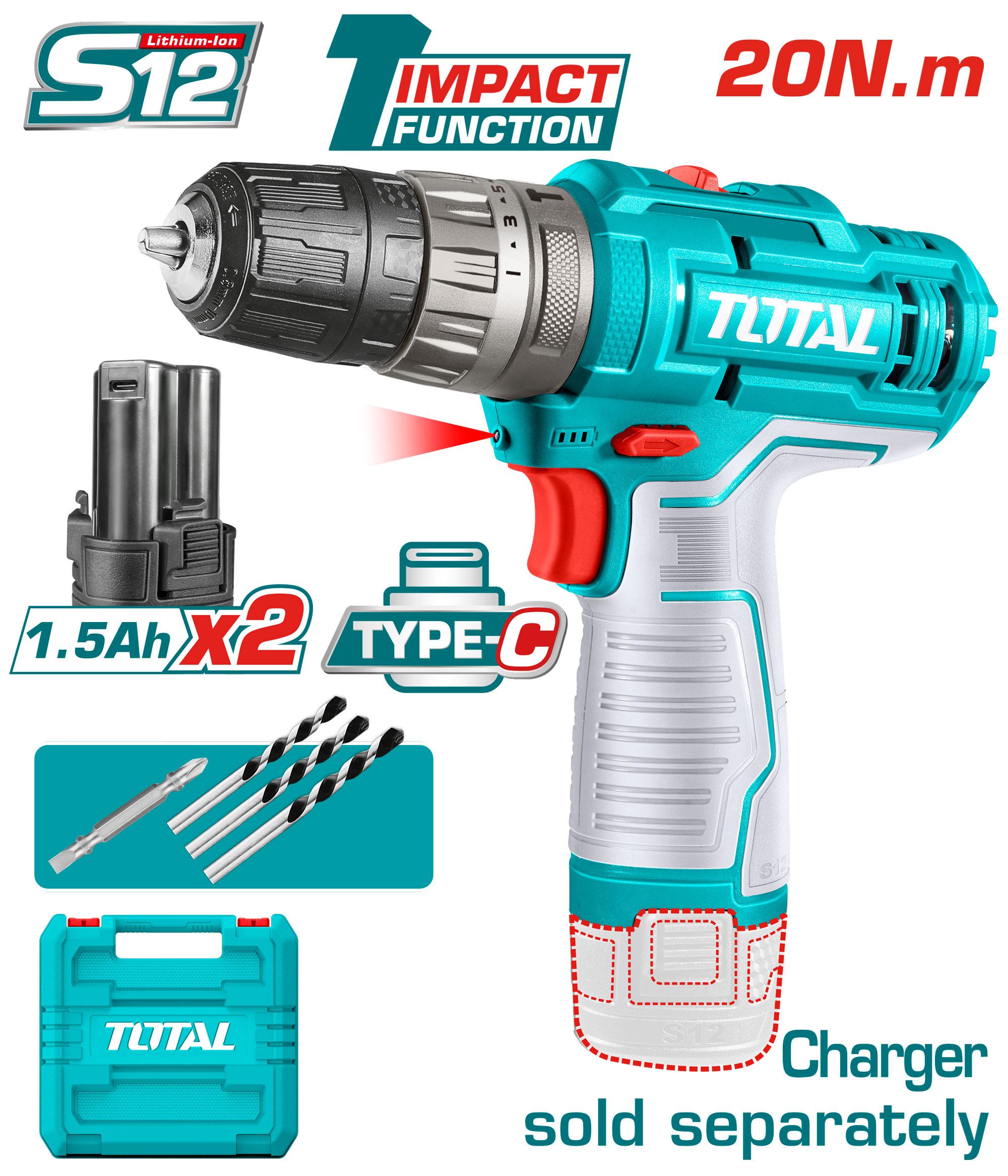 Total Cordless Impact Drill 12 Volt