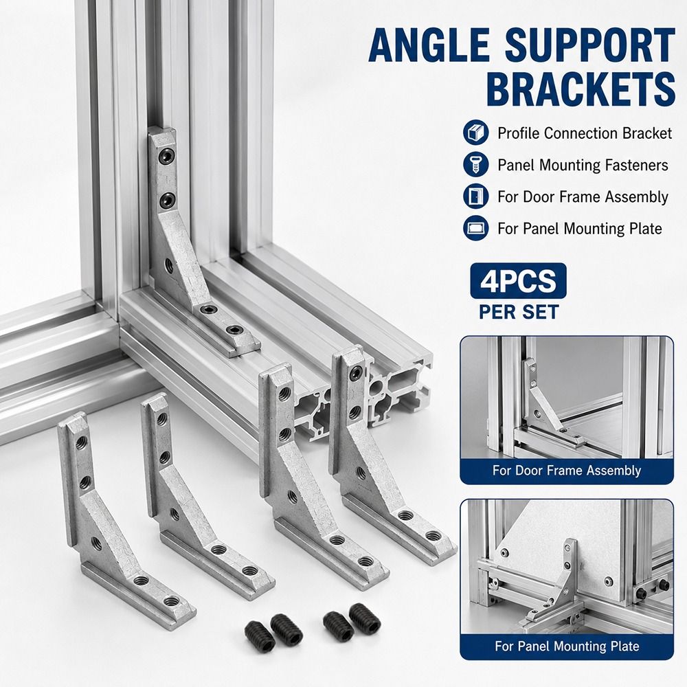 1/4Pcs New 2020 3030 4040 Angle Slot Connector Sandblasting Surface Die Cast Aluminum Corner Code Bracket Corner Groove Fixing Hardware Aluminum Profile Connector for Door Frame Assembly