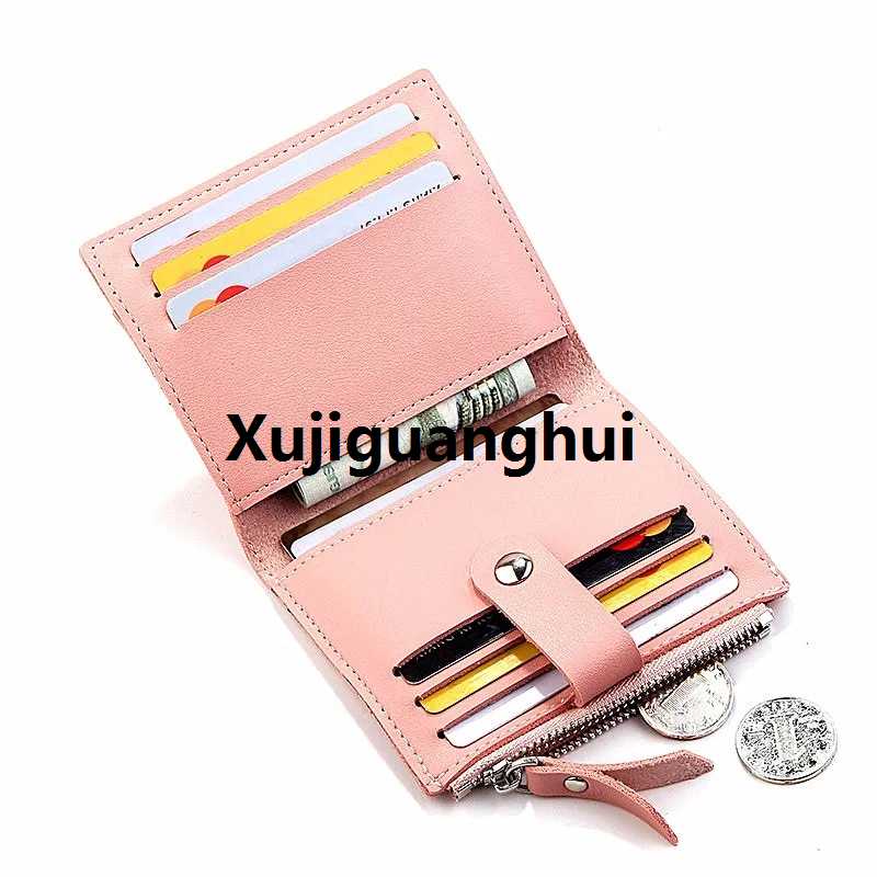 Xujiguanghui 【Alizeker Mall】2022 New Female s Fashion Fastener PU LeaLuxury ther s Luxury Designer Women Purse Bag Short Coin Ladies