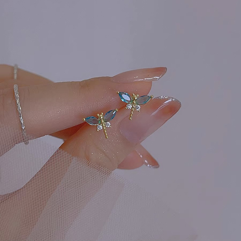【New arrivals】Dragonfly Women's Simple Zircon Animal Earrings Daily Childlike Cute Insect Series Earrings