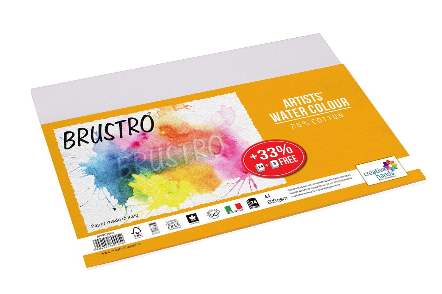 Watercolour Paper 300 GSM A4 (Pack of 9 + 3 Free Sheets) - 25% cotton