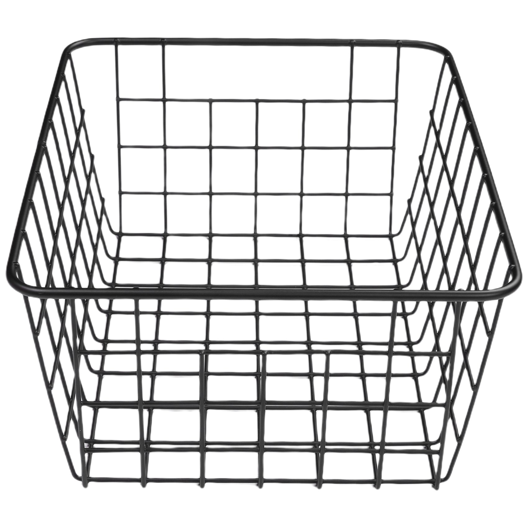 NAMUNY 2 Pack Wire Storage Baskets, Farmhouse Metal Wire Basket Freezer Storage Organizer Bins with Handles(Black)