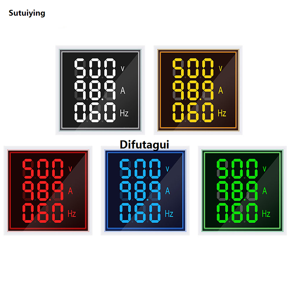 Difutagui Sutuiying AC 20-500V Square LED Digital Voltmeter Ammeter Hertz Meter Signal Sales Special promotion Lights Voltage Current Frequency Combo Meter Indicator Tester