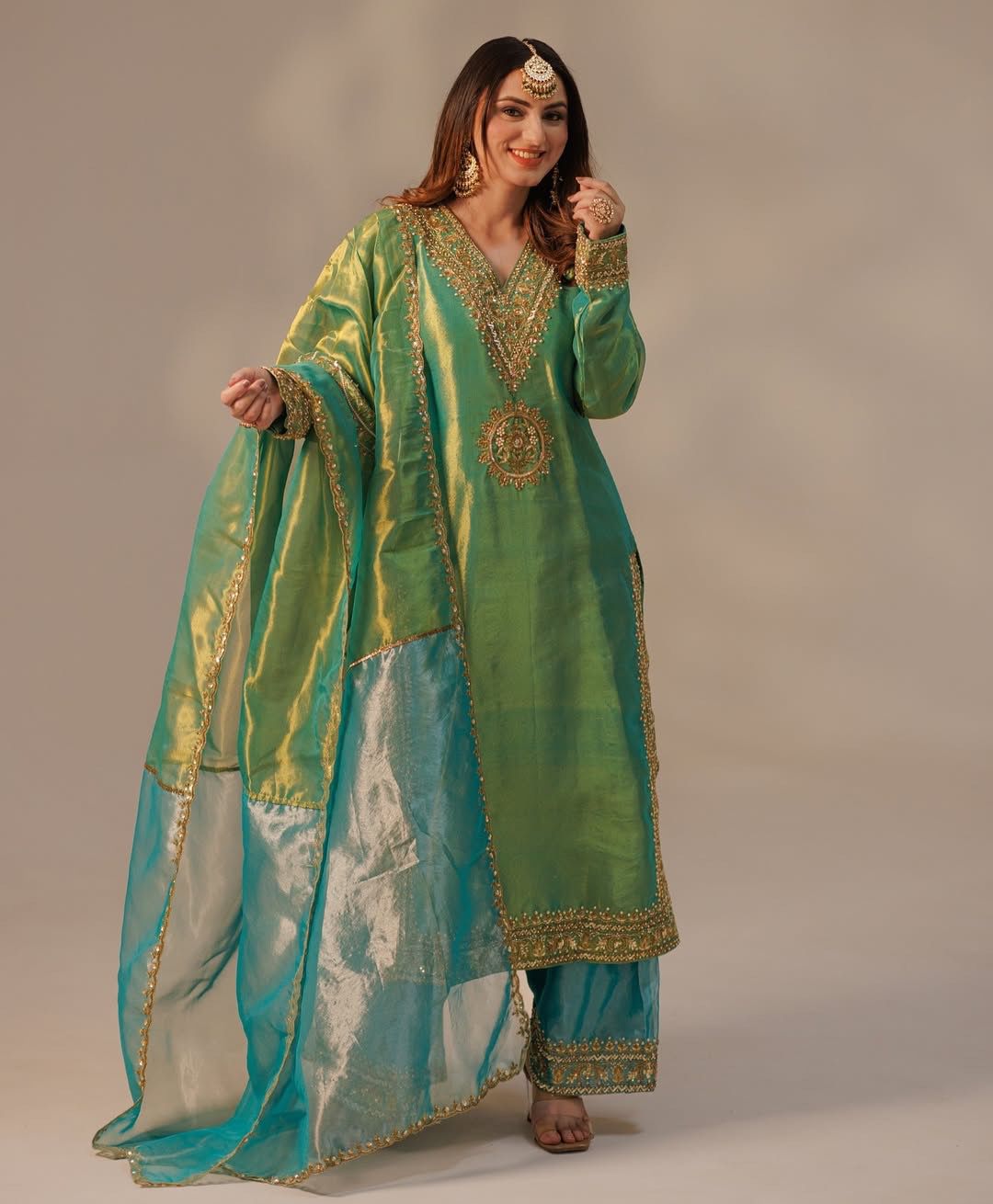 Elegant Soft Twill Net Silk Heavy Embroidery Top-Plazzo Set with Dupatta By Sapnaaz Fashion