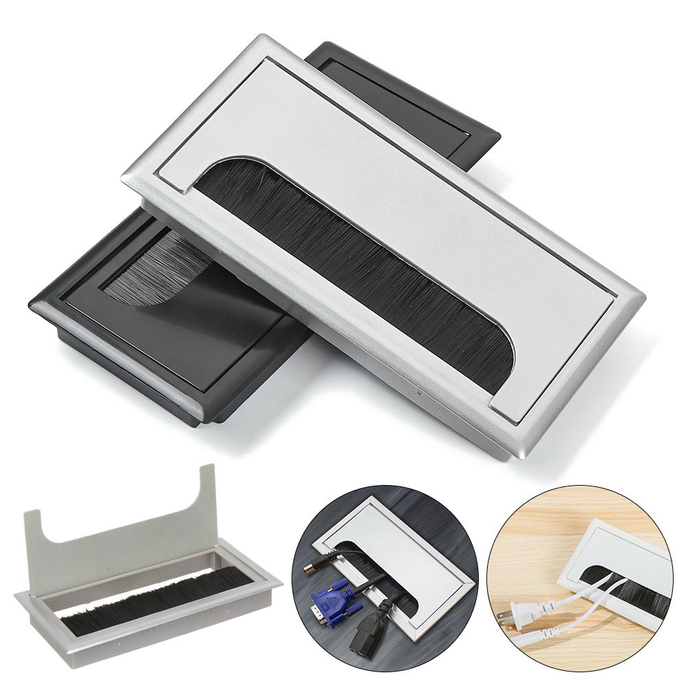 With Black Brush Outlet Port Computer desktop Decor Wire Box Wire Hole Cover Wire Cable Holder Desk Cable Box