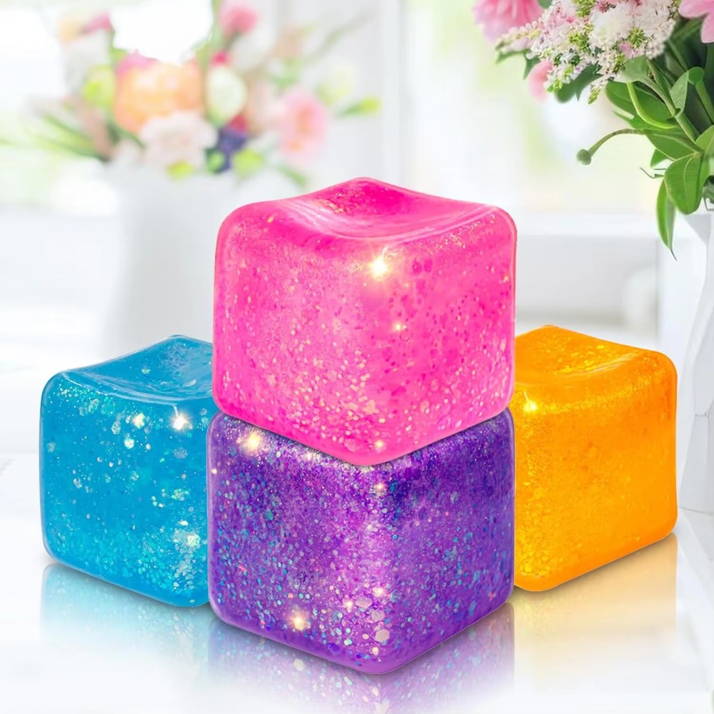 New Colorful Simulated Tofu Squeeze Toy TPR Squishy Maltose Squeeze Block Kid Gift Ice Cube Decompression Toy