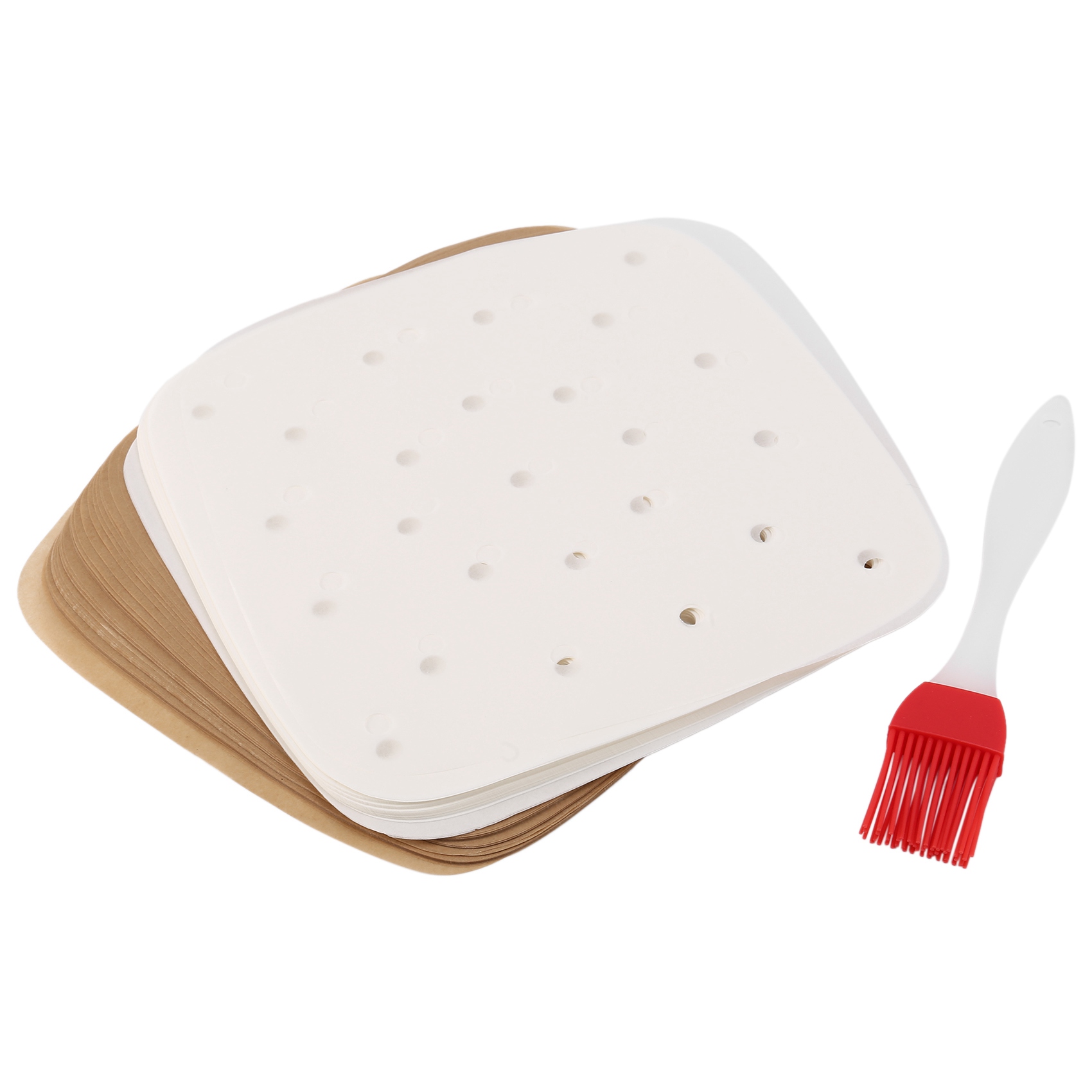OYPFXMI 200Pcs Square Air Fryer Liners, Non-Stick Steamer Mat Perforated Unbleached Parchment Paper Air Fryer Liners