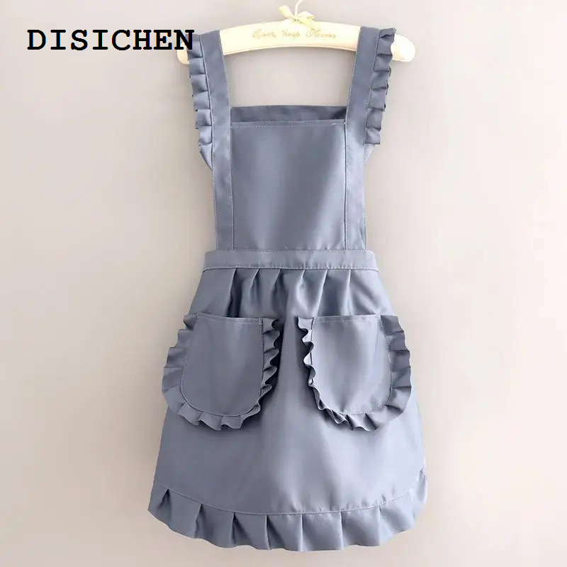 DISICHEN Sales promotion 1Pcs Cute Korean Style Apron Female Nail Shop Kitchen Coffee Overalls Home Cooking Cleaning Sleeveless Apron Dropshipping