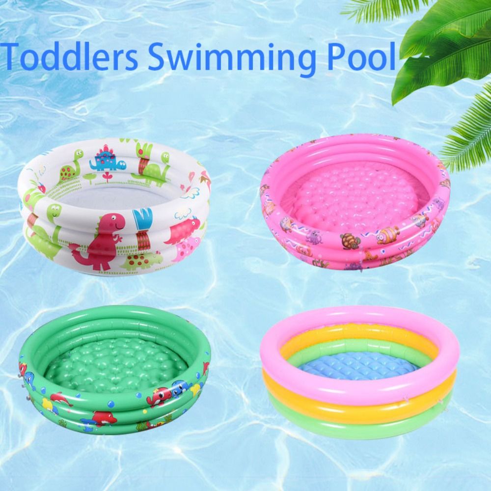 Indoor Outdoor Paddling Reusable Inflatable Swimming Pool Round Double Layer Toddlers Swimming Pool Thickened Portable Little Pump Dinosaur Pool Party Round