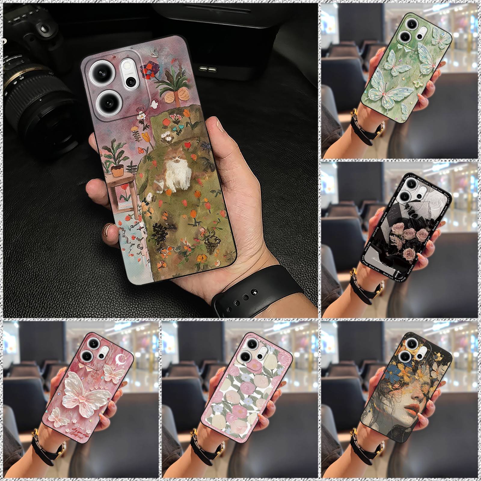 Protective Back Cover Phone Case For OPPO Reno14F 5G Waterproof Shockproof Soft case Cute Durable Graffiti Oil Painting