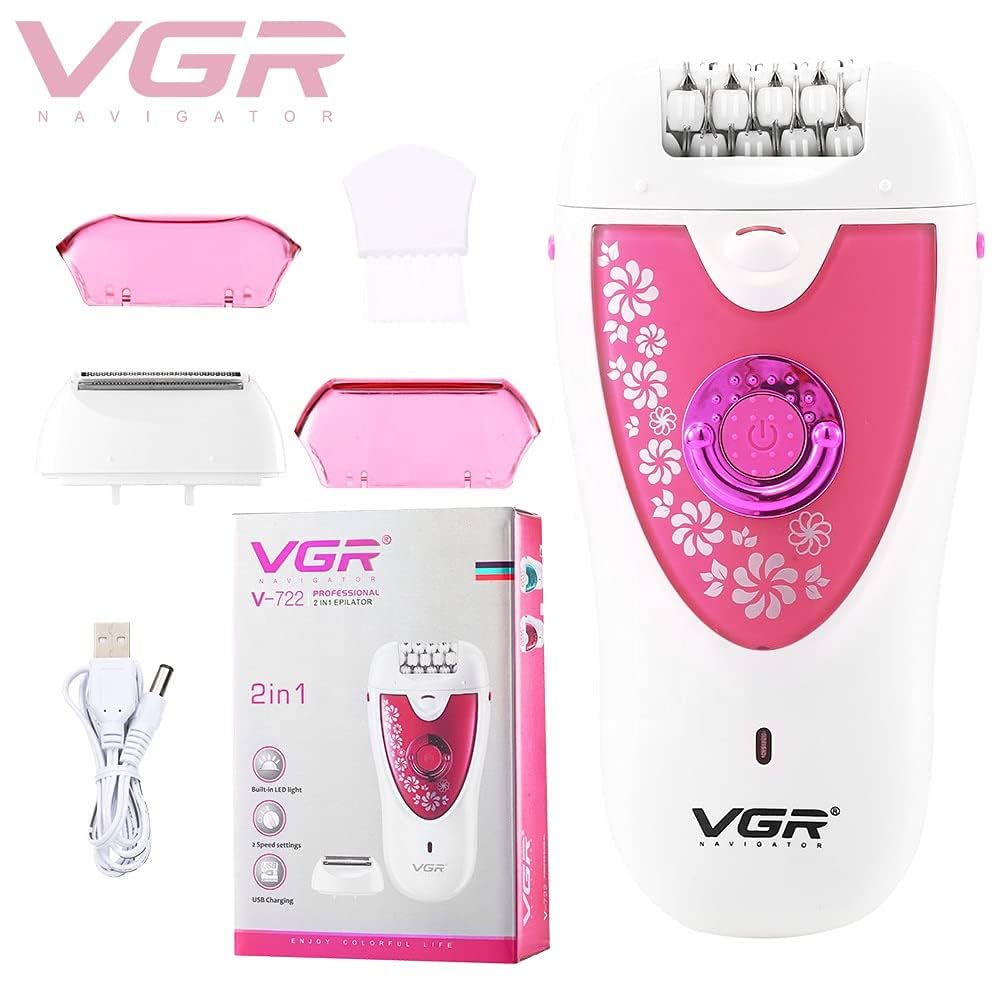 VGR V-722 Cordless Professional 2-in-1 Epilator & Shaver Wet & Dry Use