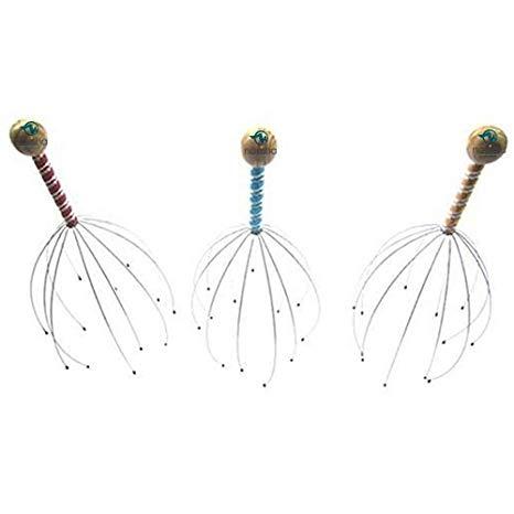 Set Of 3 Navisha Stainless Steel Hand Held Scalp Head Massager