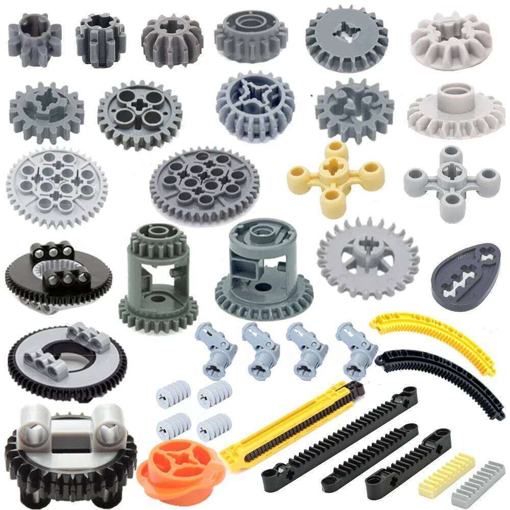 MOC Technical Gear Axle Bricks Parts Worm Rack Conector Train Car Crane Model Leduo 92693 3743 62821 Assembles Particles