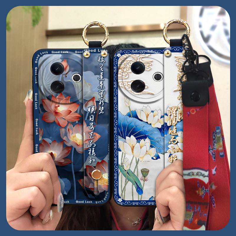 Wristband Dirt-resistant Phone Case For ZTE Blade A35/A55 old lady fashion ring Chinese style Silicone Anti-knock