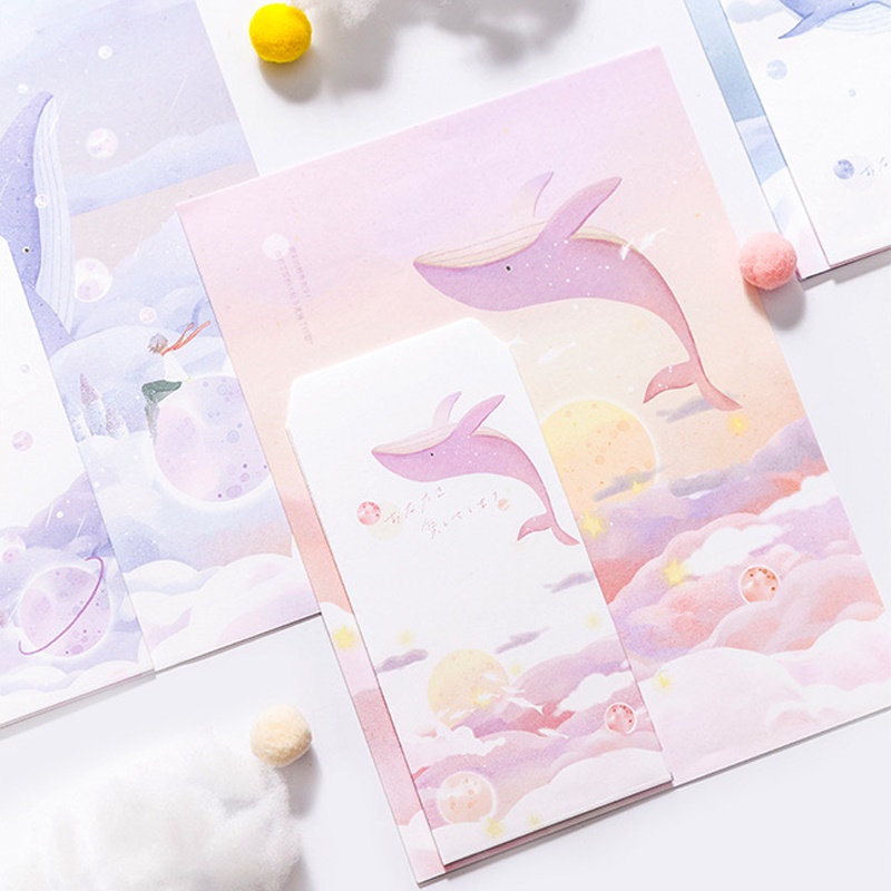 NEW 【Special offer】Cosmic Whale Envelope Letter Paper Set 3 Envelope 6 Sheets Letter Stationery Wedding Invitation Romantic Confession Love Writing