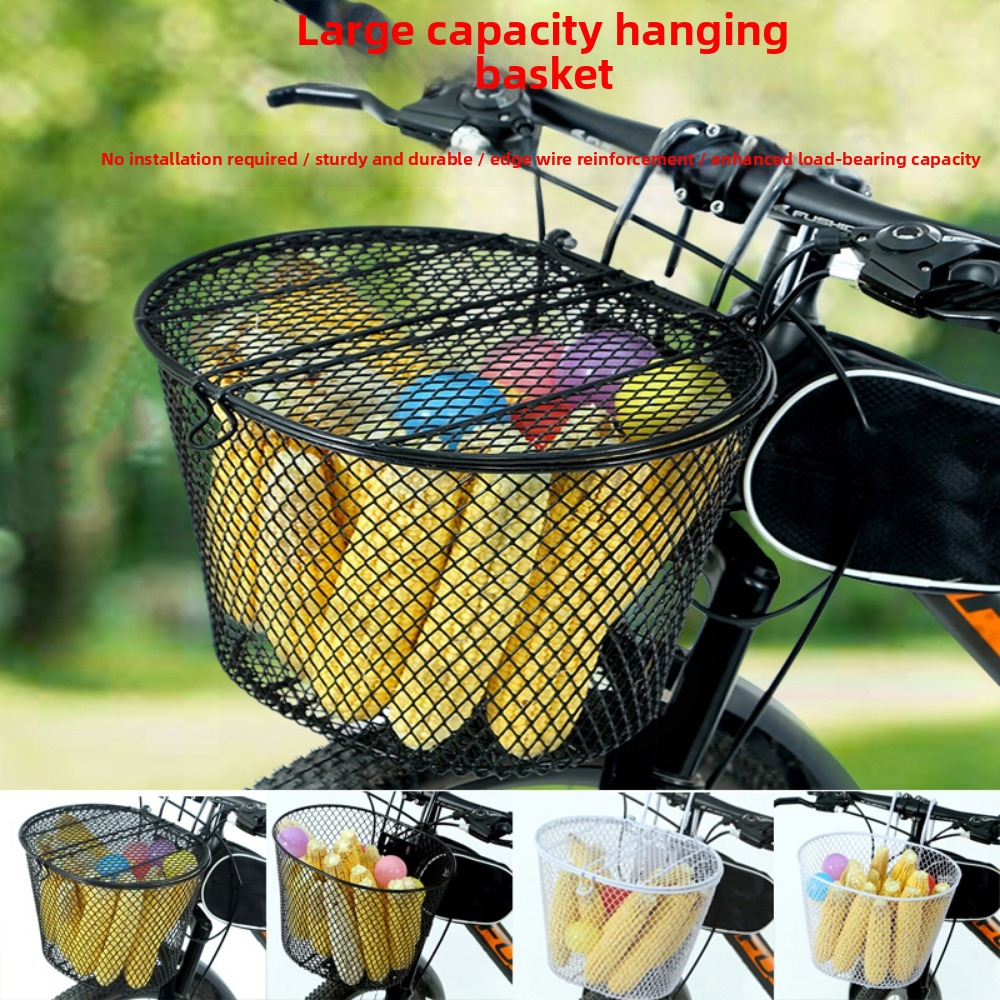 New Easy To Install Portable Hanging Basket Iron Free Installation Large Cart Basket Durable Adjustable Bike Rear Mesh Basket