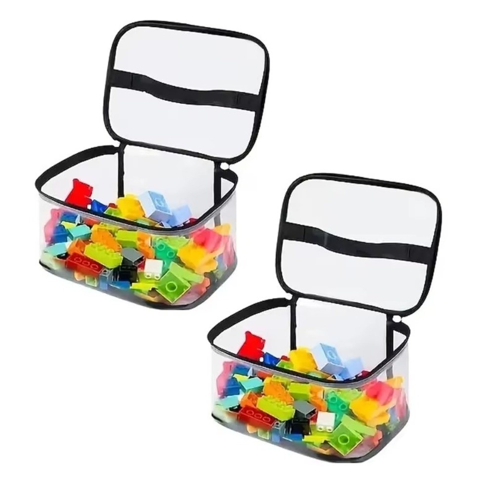Portable Transparent Toy Storage Bag Clear PVC Large Capacity Block Organizer Easy Clean Waterproof Puzzle Organizer Travel Organizer
