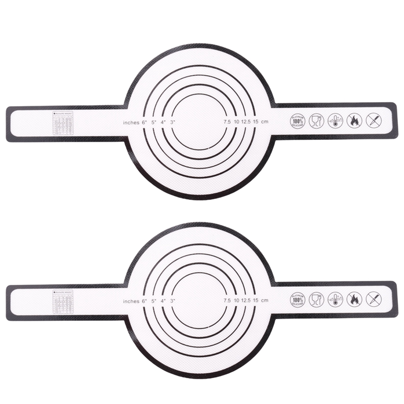 FORIDE 2X Silicone Baking Mat for Dutch Oven Bread Baking Non-Stick Baking Mat with Long Handle 8.3Inch Reusable Sheets Black
