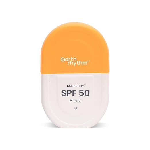 Earth Rhythm Mineral Sunscreen Serum SPF 50 with Zinc Oxide & Vitamin E | Light and non-greasy Texture | Face serum with SPF 50, Sunserum| All skin types | Unisex 50 grams