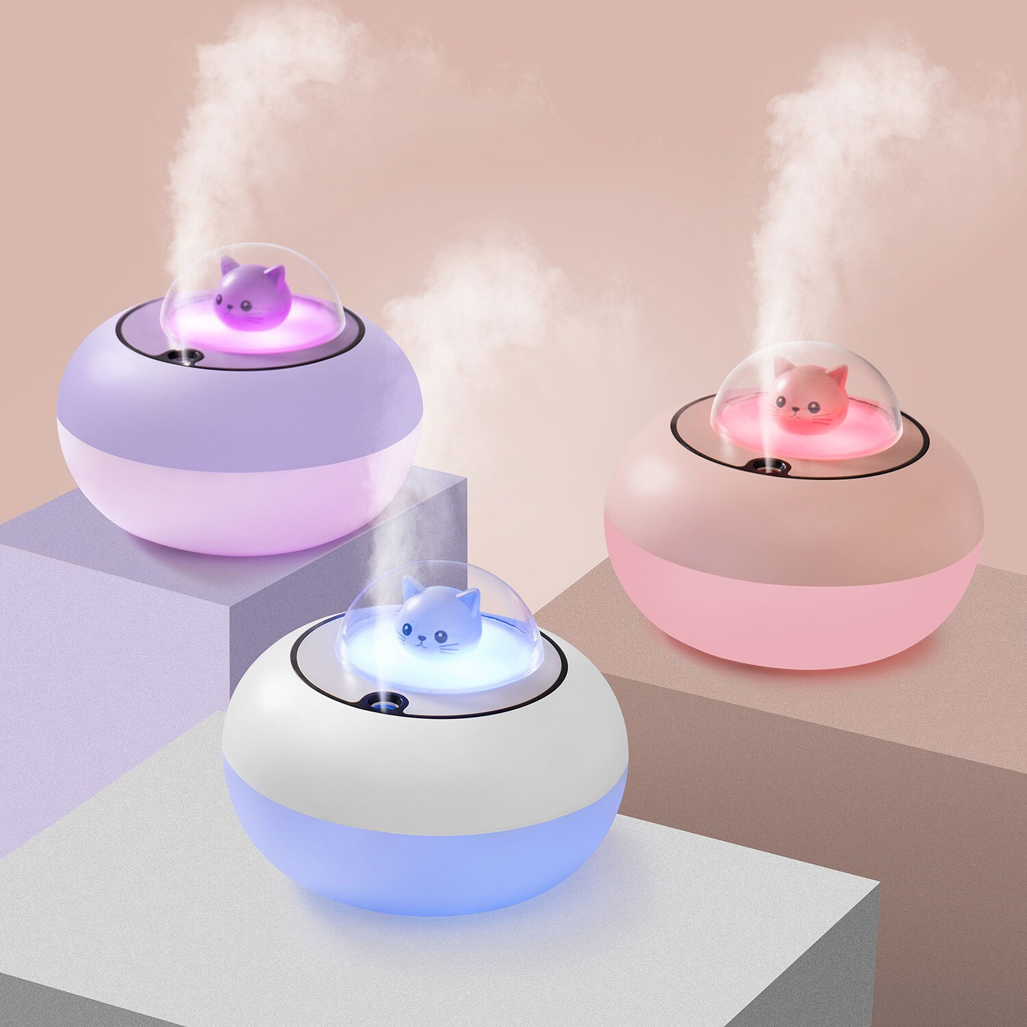 Cute Pet Mini Air Humidifier USB Diffuser Colorful Night Light Atomizer Home Bedroom Mute Small Fog Maker Desktop Gift