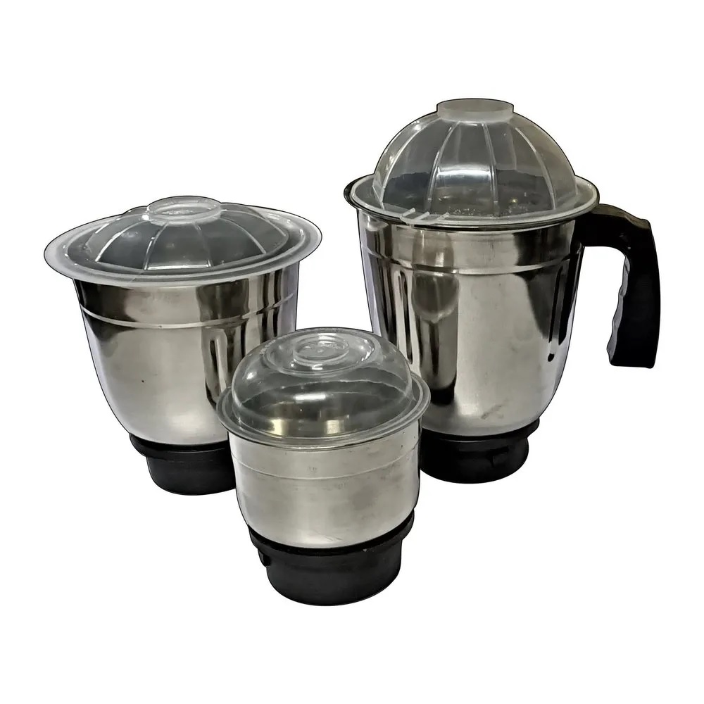 Universal Mixer Grinder Jar Set of 3 Stainless Steel (0.4ltr, 1ltr, 1.2ltr)