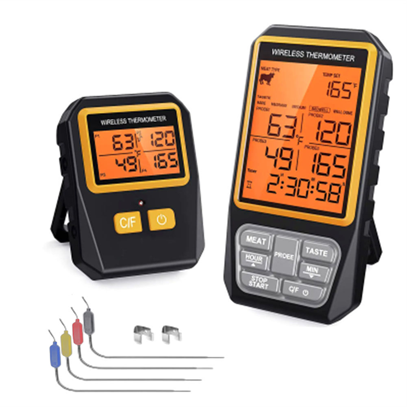 328Ft Wireless Meat Thermometer for Grilling Smoker BBQ Oven Digital Food Kitchen Thermometer with 4 Probes Timer Alarm