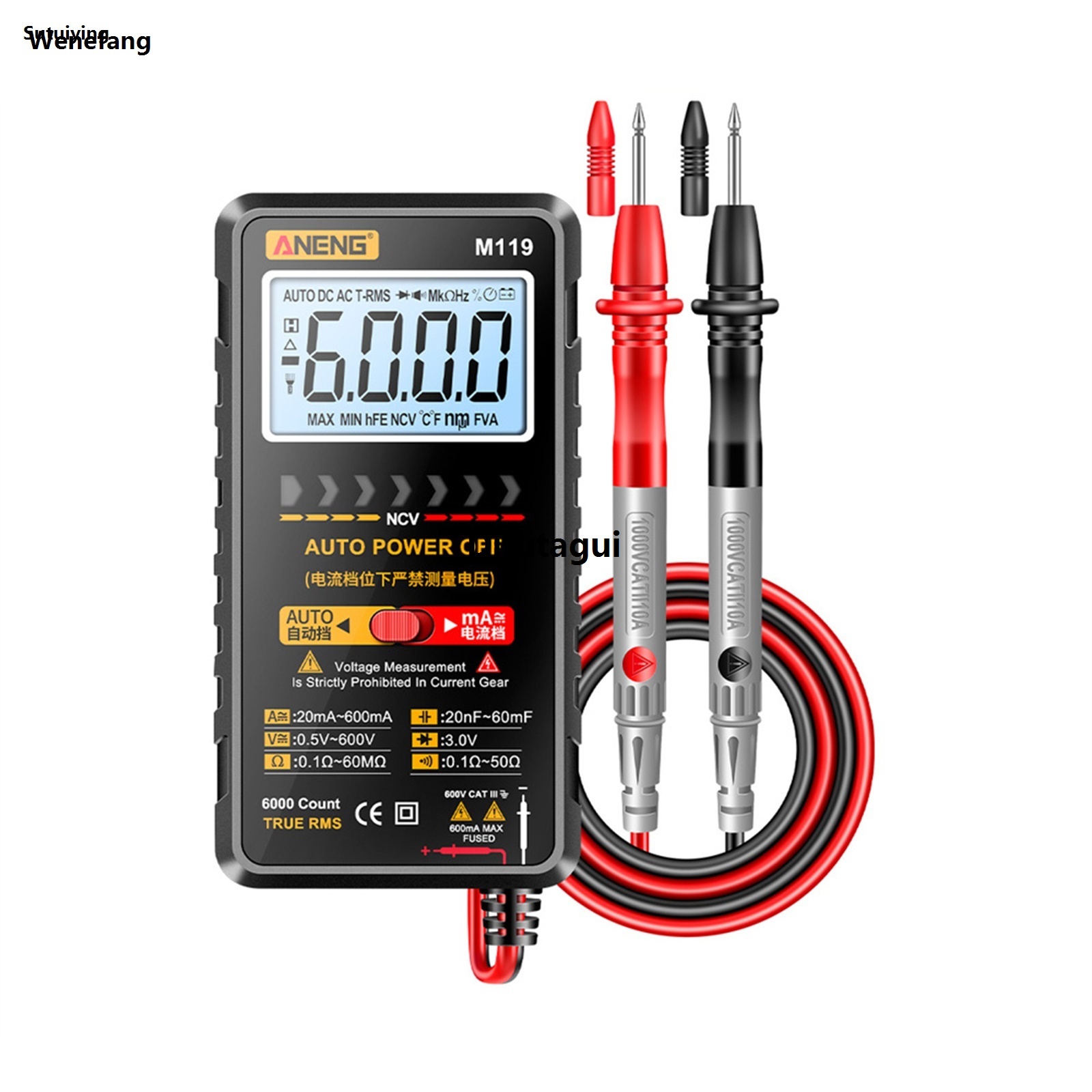 Difutagui Wenefang Sutuiying Multimeter Tools Automatic Shutdown 6000 Counts Portable Capacitor New style Portable Tester Temp Resistance Transistor for Electrician Accessories