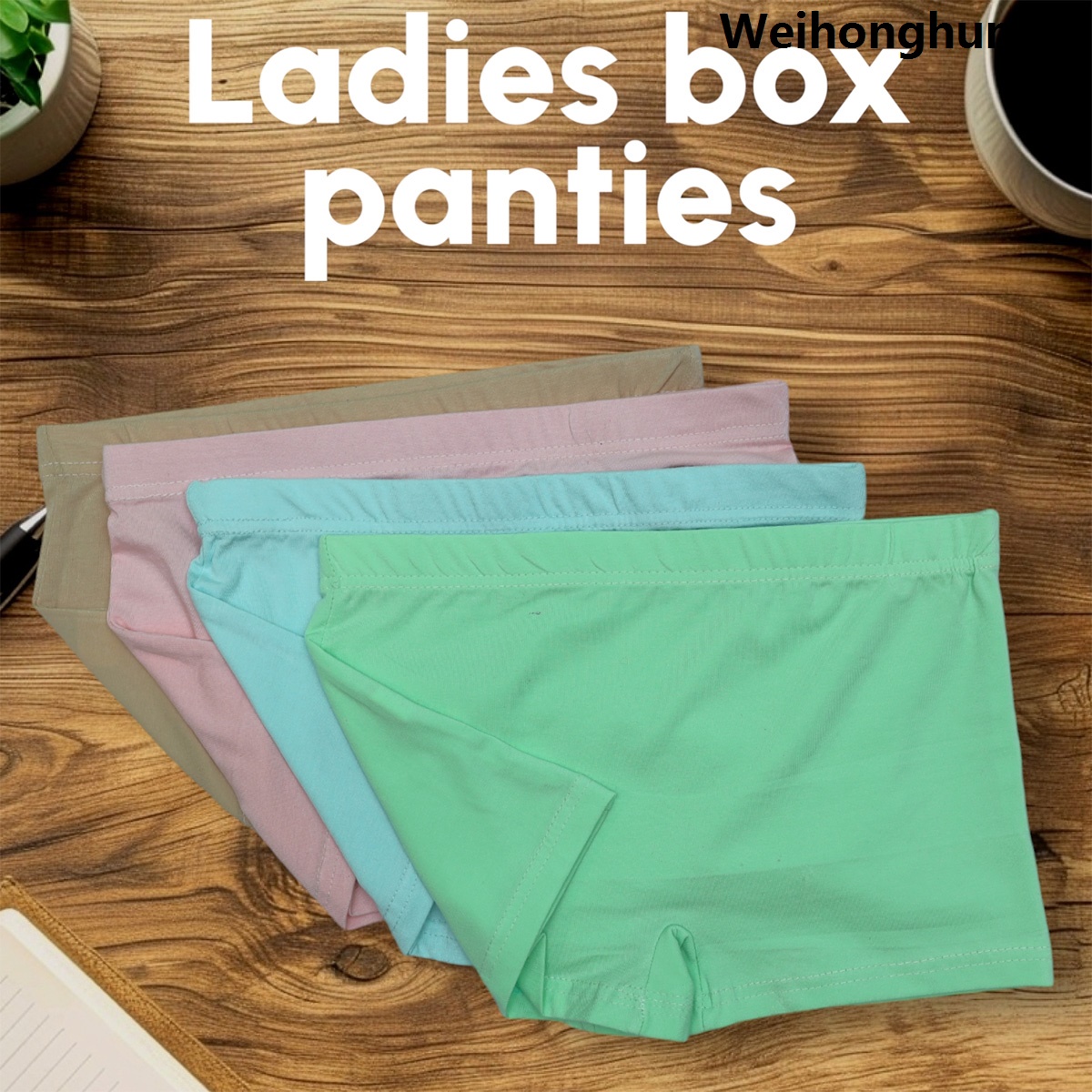 WeihonghunfeiBargain price Ladies Cotton Spandex Box Panty 3-Piece Set
