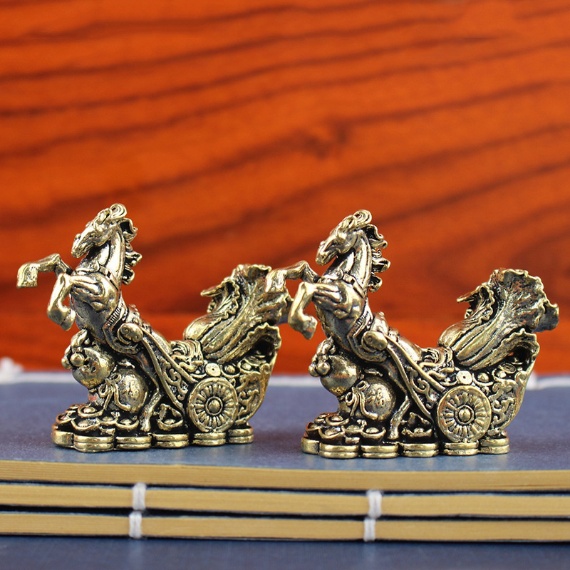 1pc Exquisite Handcrafted Brass Horse Figurine Ancient Copper Color Ornament Copper Animal Sculpture Home Decor Crafts 7DD