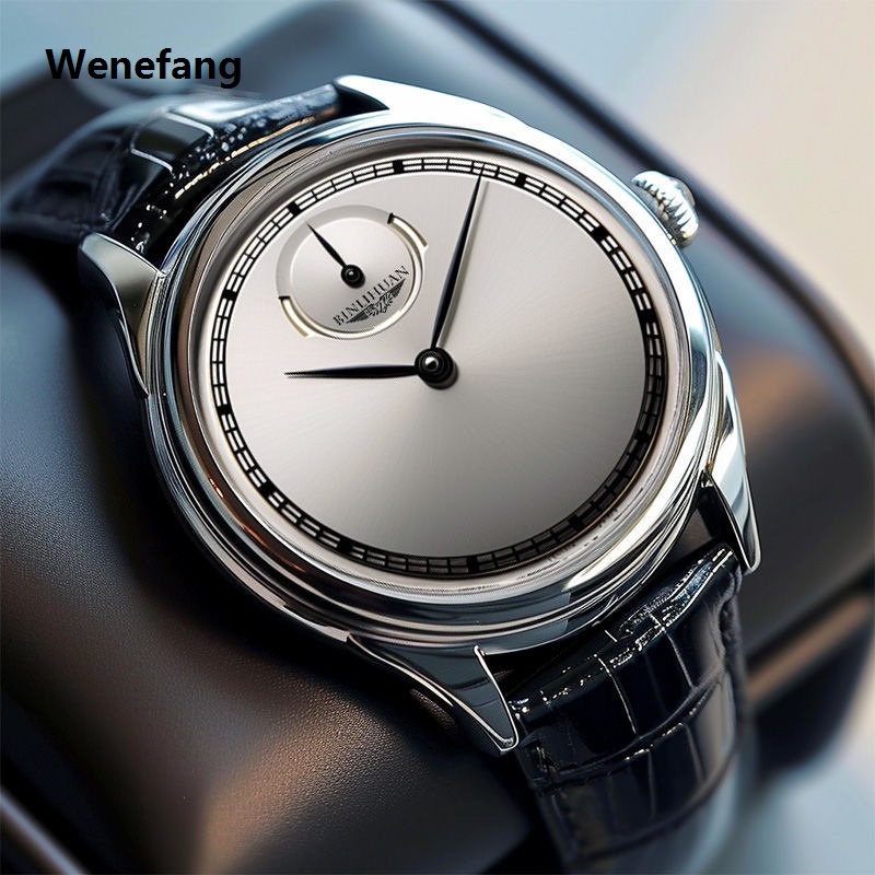 Wenefang Watch 2Pcs Set Free Bracelet Fashion Men Business 2025 New Black Leather Waterproof Quartz Watches