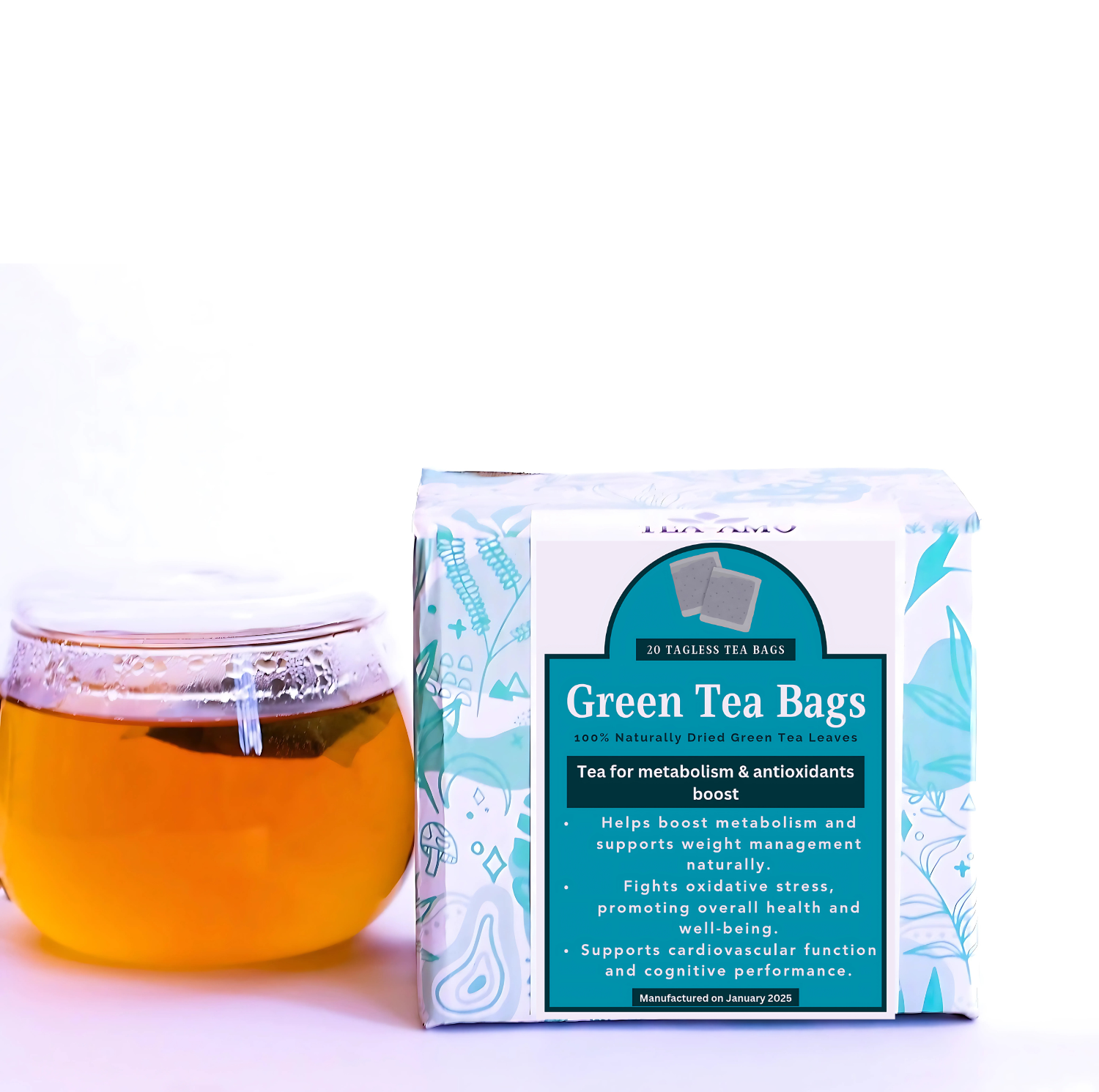 Pure Green Tea Bags | Antioxidant-Rich & Metabolism-Boosting || Slim & Metabolism Boosting | Weight Loss Tea | Pack of 20 Tagless threadless Tea Bags - image 1