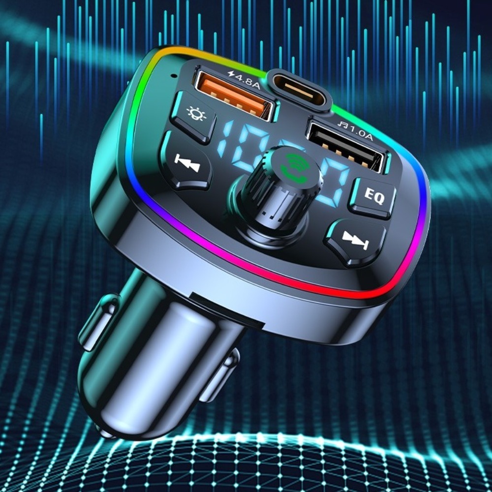 Universal Multi-Function Bluetooth FM Transmitter Fast Charge Real-time Voltage Car Fm Transmitter Handsfree Wireless Bluetooth 5.0 Car MP3 Player