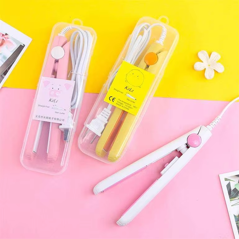 Portable Mini Ceramic Hair Straightener Crimper Flat Iron - Travel Size Electric Hair Styling Tool