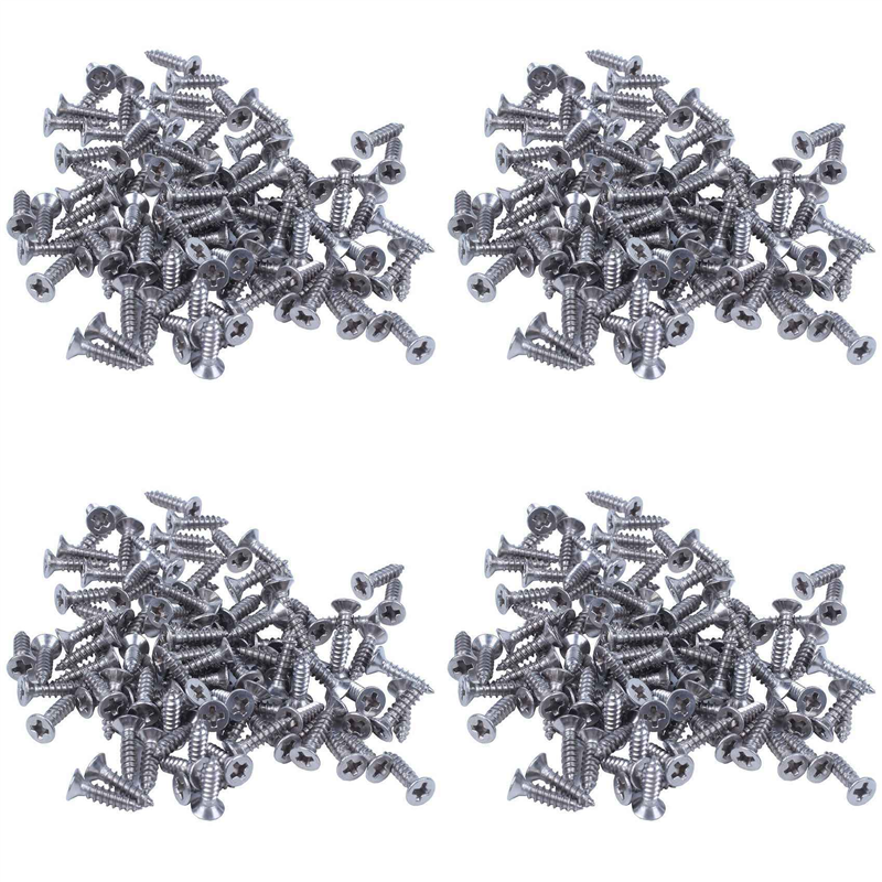 NAMUNY 400X Stainless Steel Flat Self-Tapping Screw 12X3mm Silver