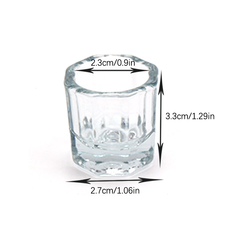 HOT Thick Glass Crystal Dappen Dish Cup With Octagon Metal Lid Nail Art Tools Nail Acrylic Monomer Container Liquid