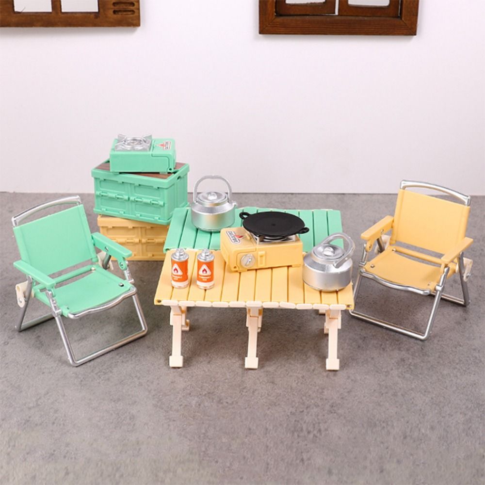 New Mini 1:12 Dollhouse Miniature Chairs Plastic Multicolors Camping Picnic Set Folding Chair Doll House Accessories