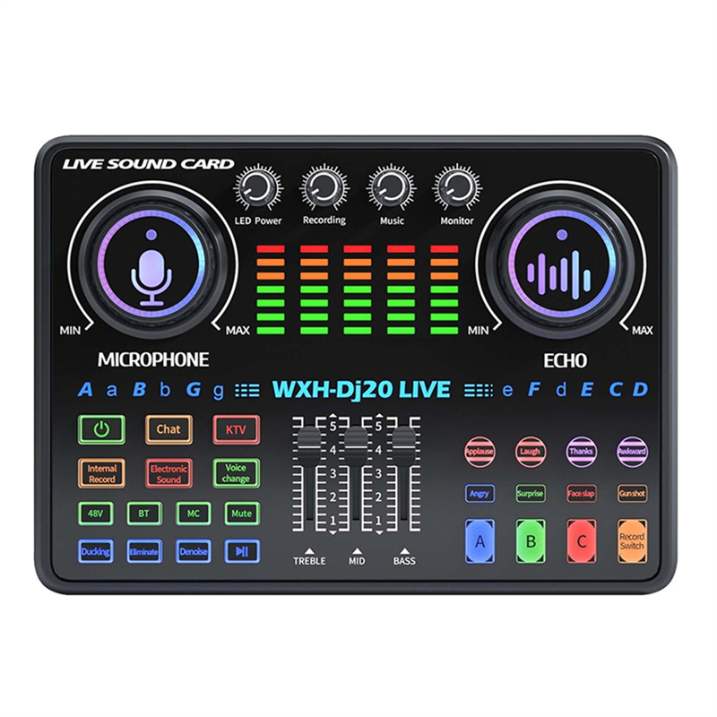 Live Sound Card Cardioid Design Microphone High Performance for Live Karaoke ETC Black