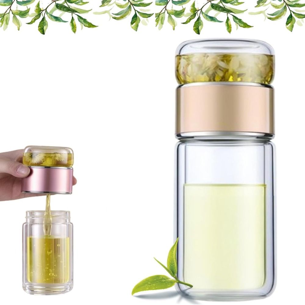 New 304 Stainless Steel Tea Water Bottle Double Glazing with Tea Filter Tea Infuser Portable Reusable Teapot with Infuser