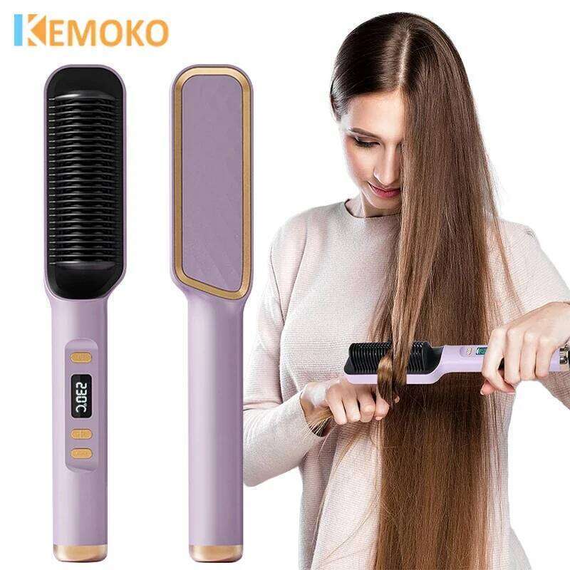 Electric Hair Straightener Hot Comb Multifunctional Straight Negative Ion Anti-Scalding Styling Tool Straightening Brush