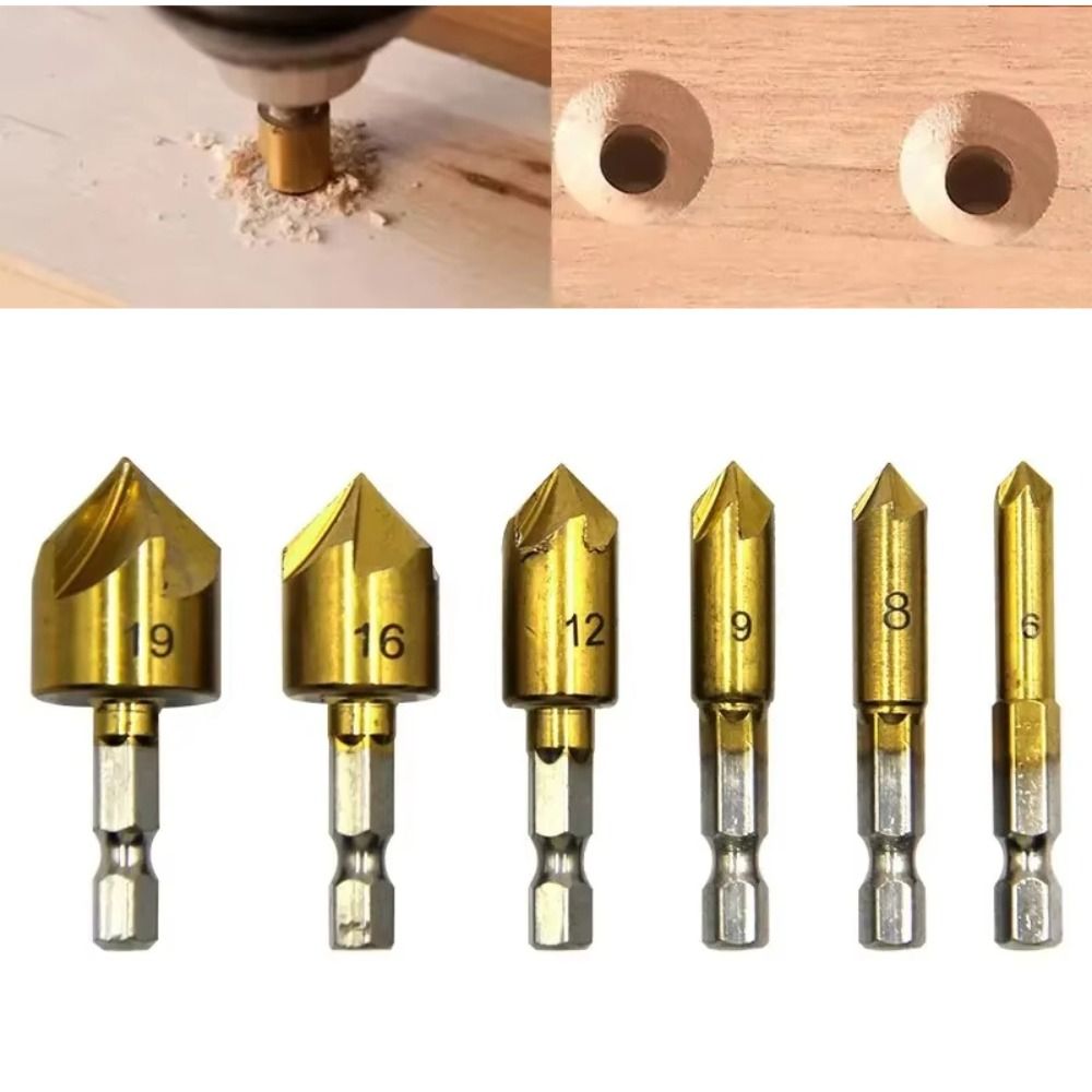 Portable Hex Shank Chamfer Drill Bit Chamfering Tool 90 Degree Hole Opener Bit High Carbon Steel Multifunctional Chamfering Grinding Drill Bit