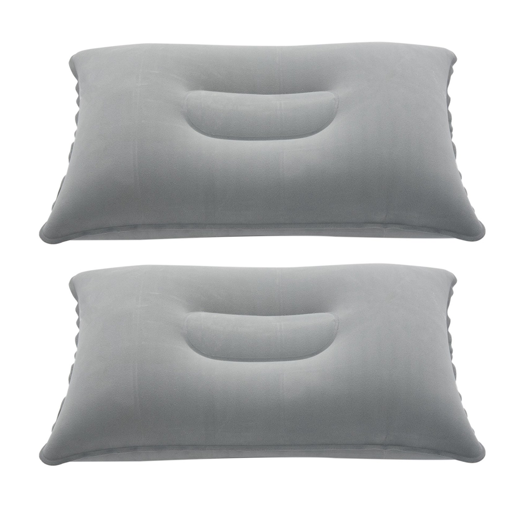 fasdaga 2X Portable Folding Air Inflatable Pillow Double Sided Flocking Cushion for Travel Plane Hotel Hot Worldwide Light Grey