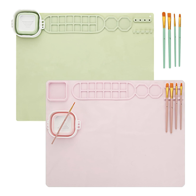 2 PCS Painting Mat with Water Cup, Silica Gel 20x16 Inch for Painting Paint Mats