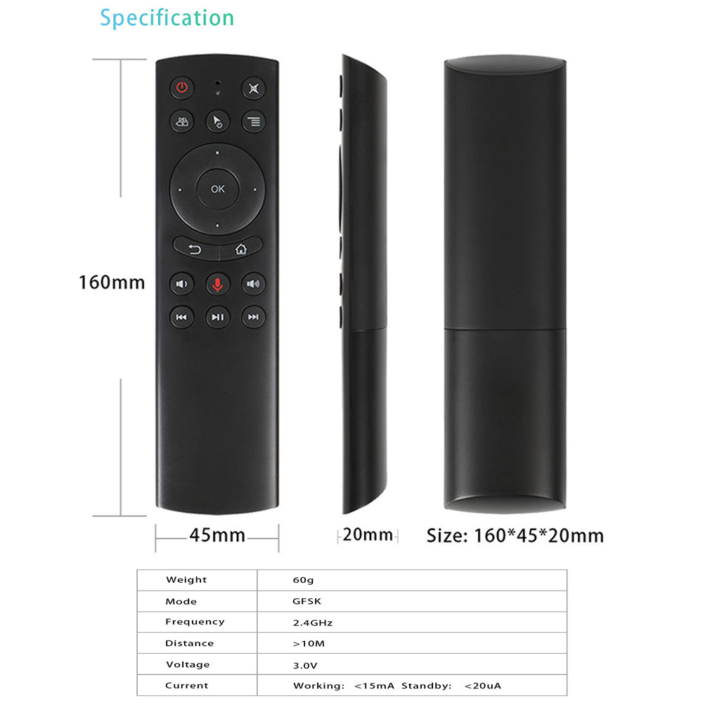 Portable Voice Remote Control G20S 2.4G Wireless Air Mouse Microphone Gyroscope IR Learning for Android Tv Box PC