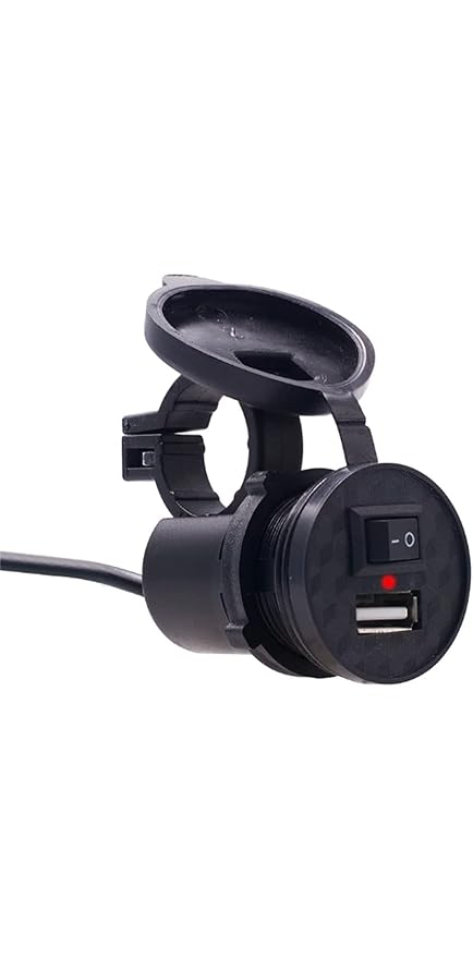 Mobile USB Charger with Switch for Bike, Motorcycle and Cars, Silicone Waterproof, Power Adapter Socket, 5v-2A -Black Brand: Generic