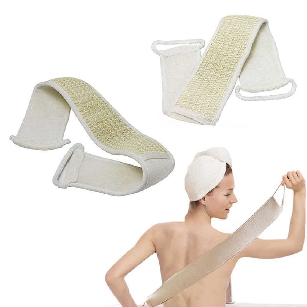 Natural Handmade Sisal Exfoliating Loofah Back Body Scrubber Dual Sided Long Towel Sisal Bath Belt Scrubber multi colour 1 piece