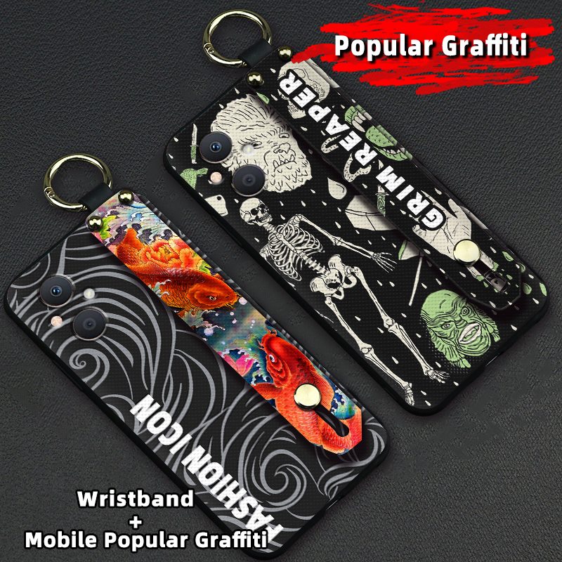 Shockproof Anti-knock Phone Case For OPPO A96 5G/Reno7Z 5G/Reno7 Lite/F21 Pro 5G Silicone Wristband Anti-dust Lanyard