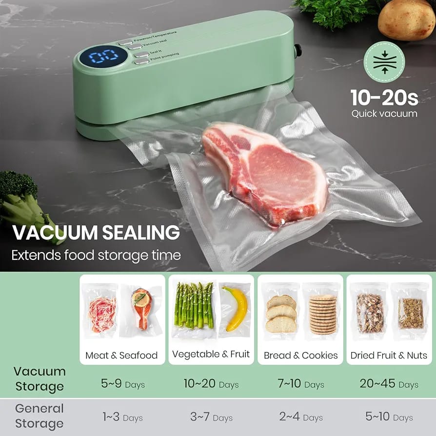 Cordless Mini Bag Sealer Handheld Heat Vacuum Sealer with 3 Sealing Gears for Candies Snacks Food Storage Meat Pulses