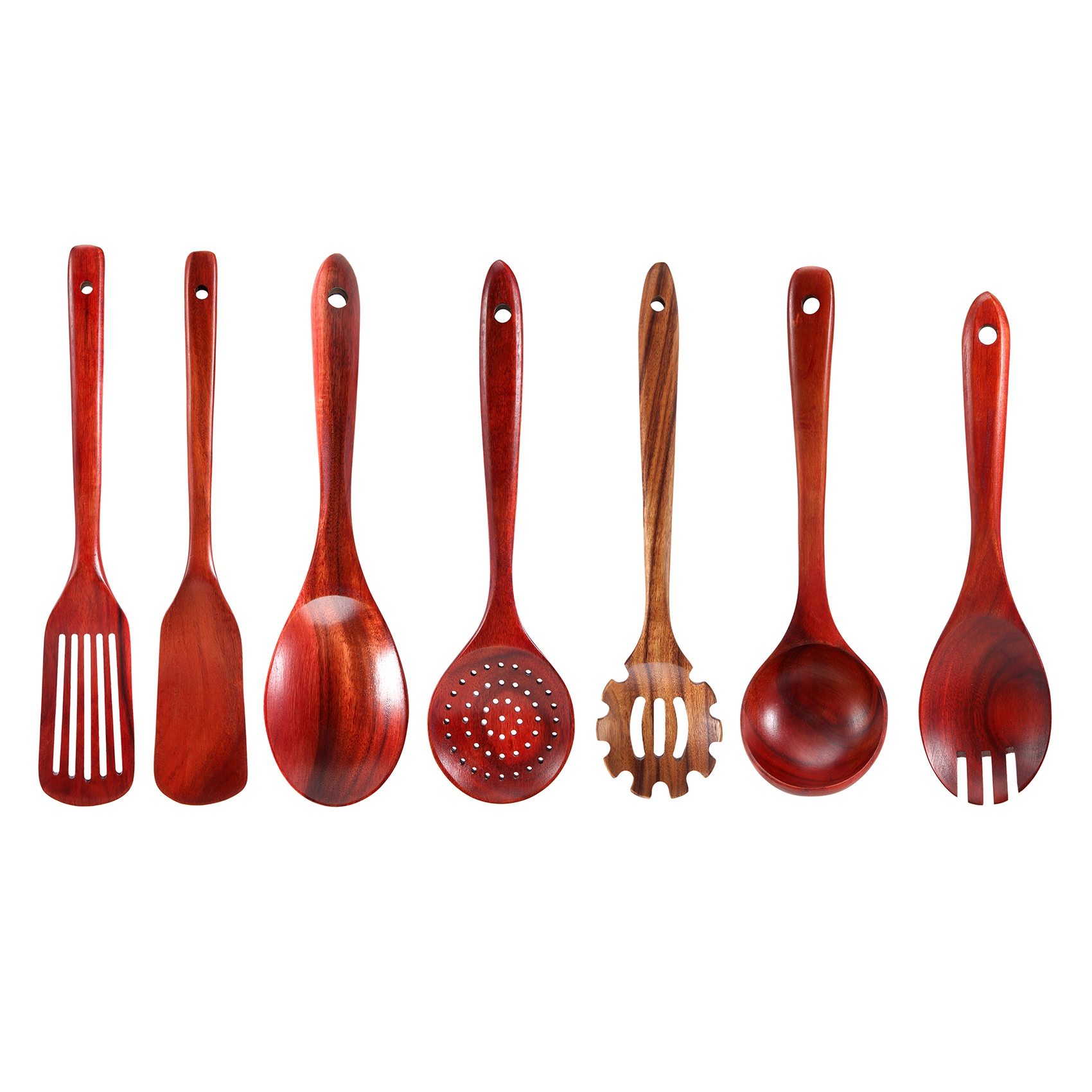 Wooden Kitchen Utensils Set,Wood Spatula Set for Including 7 Pack