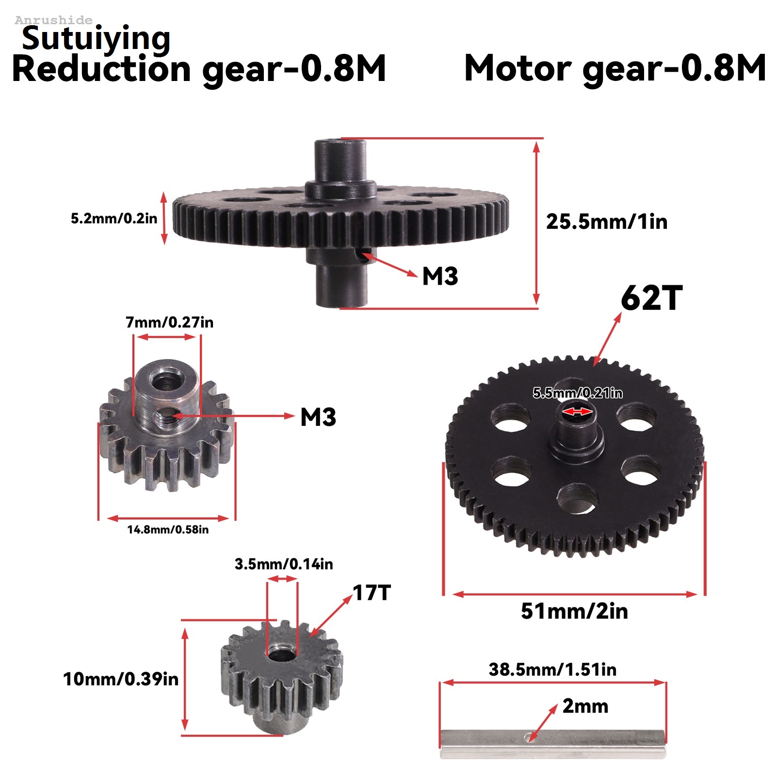Sutuiying Profesional Anrushide For Wltoys 1/12 124006 12423 12427 12428 12429 RC Car Metal Sales promotion Upgrade Parts Accessories Motor Gear Reduction Gear